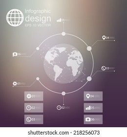 infographic with unfocused background and icons set for business design vector.