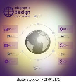 infographic with unfocused background and icons set for business design vector.