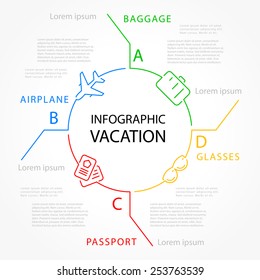 infographic vacation template design vector lines and icons transportation