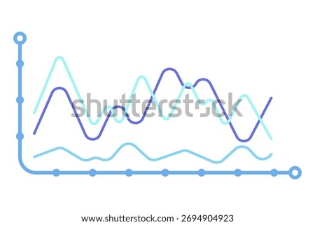 Infographic with various data trends over time using line graphs. Different colored lines representing distinct datasets and their fluctuations