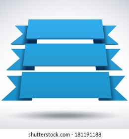 Infographic vector 3D styled blue ribbons for your presentation