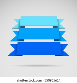 Infographic vector 3D styled blue ribbons for your presentation