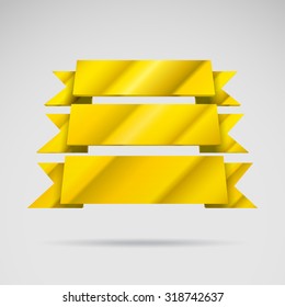 Infographic vector 3D styled golden ribbons for your presentation