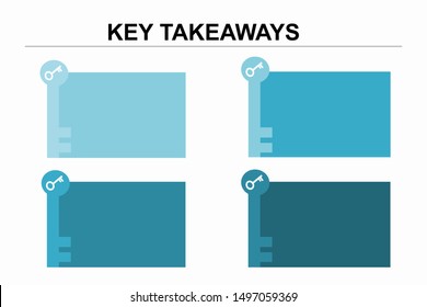 Infographic vector : 4 Key Takeaways in blue  theme 
