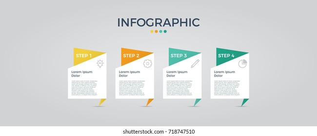 Infographic Vector With 4 Options, Can Be Used For Step, Workflow, Diagram, Banner, Process, Business Presentation, Template, Web Design, Price List, Timeline, Report.