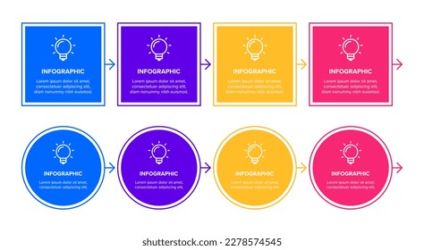 Infographic Vector. 5 Step Process Infographic Template with Icons and Replaceable Text in Shapes. Workflow Process Timeline Infographic Design Element. Stock Vector.