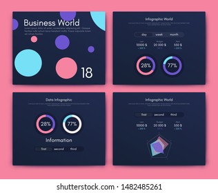 Infographic vector brochure elements for business illustration in modern style. Set infographics for web
