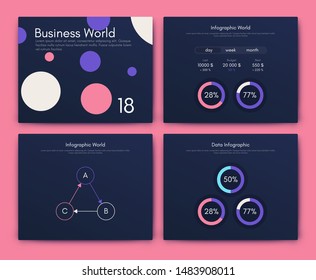 Infographic vector brochure elements for business illustration in modern style. Set infographics for web