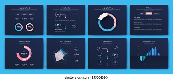 Infographic vector brochure elements for business illustration in modern style. Set infographics for web