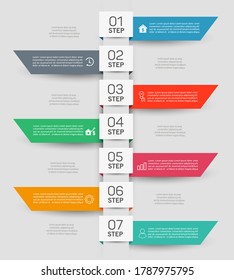 Infographic vector business banner template design with 7 steps
