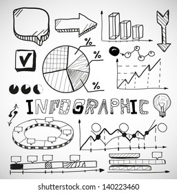 Infographic vector business graphs doodles