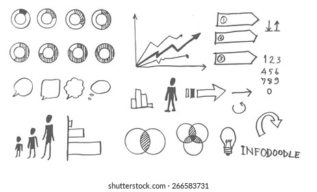 Infographic vector business graphs doodles