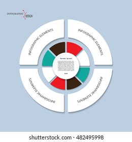 infographic vector circle template with 4 and 8 steps, parts, options, sectors, stages. Can be used for graph, pie chart, workflow layout, cycling diagram, brochure, report, presentation, web design