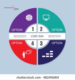 infographic vector circle template with 4 steps, parts, options, sectors, stages. Can be used for graph, pie chart, workflow layout, cycling diagram, brochure, report, presentation, web design