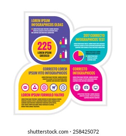 Infographic vector concept. Abstract colored petals. Infograph template for presentation, booklet, website etc. Icons set. 