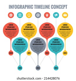 Infographic vector concept in flat design style - timeline template for presentation, booklet, web and other creative projects.