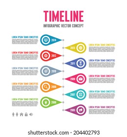 Infographic Vector Concept in Flat Style - Timeline Template for presentation, booklet, web and other creative design projects.