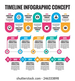 Infographic vector concept in flat style - timeline template for presentation, booklet, web and other creative projects. Three schemes. Design elements. 