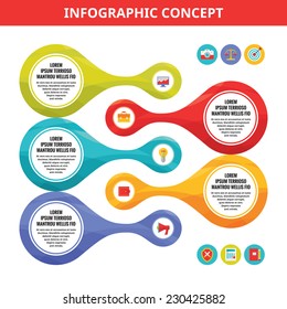 Infographic vector concept illustration with icons in flat style. Design elements. 