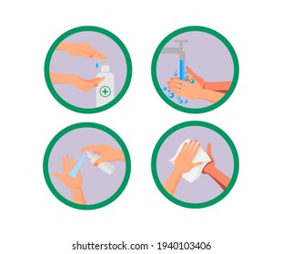 Infographic vector for coronavirus disease prevention with concept icon to maintain hand hygiene, wash hands and use hand sanitizer.