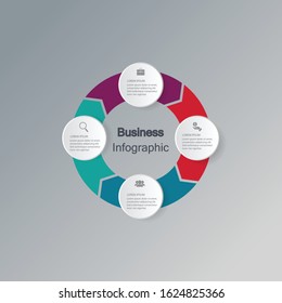 Infographic vector, cycle diagram, graph. Presentation chart. Business concepts, parts, steps, processes. Visualization of infographic data. Startup template. - Vector