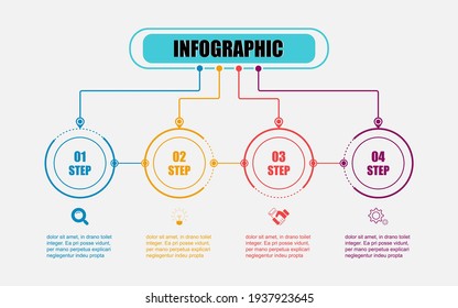 Infographic vector design circle template for illustration. Presentation business infographic template with 4 options. Creative concept circle for thin line infographic design presentation four steps