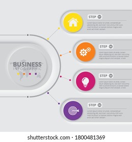 Infographic Vector design circle with world map on gray background. Eps 10. Can be used for diagrams, banners, number options, workflow layouts, upgrade options or web design.