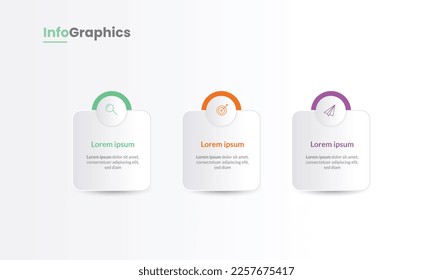 infographic vector design with icons and 3 options or steps. Infographics for business concepts. Can be used for presentation banners, workflow layouts, process diagrams, flow charts, info charts