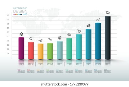 Infographic vector design and statistics Investment Analysis and marketing bar graph.