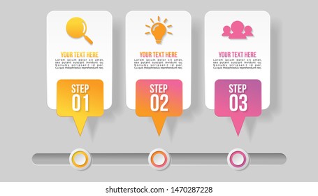 Infographic Vector Design Template with 3 Options Steps. Business Data Visualization Timeline with Marketing Icons most useful can be used for presentation, diagrams, annual reports, workflow layout 