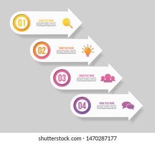 Infographic Vector Design Template with 4 Options Steps. Business Data Visualization Timeline with Marketing Icons most useful can be used for presentation, diagrams, annual reports, workflow layout 