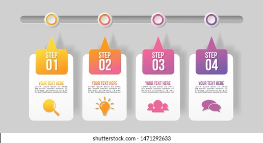 Infographic Vector Design Template with 4 Options Steps. Business Data Visualization Timeline with Marketing Icons most useful can be used for presentation, diagrams, annual reports, workflow layout 
