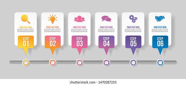 Infographic Vector Design Template with 6 Options Steps. Business Data Visualization Timeline with Marketing Icons most useful can be used for presentation, diagrams, annual reports, workflow layout 