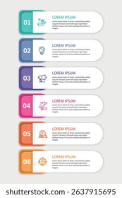  Infographic vector design template with 6 options, steps or processes. Can be used for workflow layout, diagram, annual report, web design
