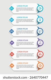 Infographic vector design template with 6 options, steps or processes. Can be used for workflow layout, diagram, annual report, web design