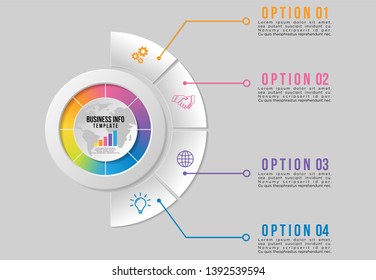 Infographic Vector Design Template. Business Data Visualization Timeline with Marketing Icons most useful can be used for presentation, diagrams, annual reports, workflow layout with Options and Steps