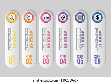 Infographic Vector Design Template. Business Data Visualization Timeline with Marketing Icons most useful can be used for presentation, diagrams, annual reports, workflow layout with Options Steps