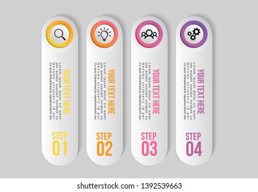 Infographic Vector Design Template. Business Data Visualization Timeline with Marketing Icons most useful can be used for presentation, diagrams, annual reports, workflow layout with 4 Options Steps