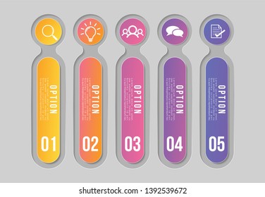 Infographic Vector Design Template. Business Data Visualization Timeline with Marketing Icons most useful can be used for presentation, diagrams, annual reports, workflow layout with Options and Steps