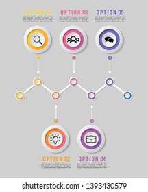 Infographic Vector Design Template. Business Data Visualization Timeline with Marketing Icons most useful can be used for presentation, diagrams, annual reports, workflow layout with Options and Steps