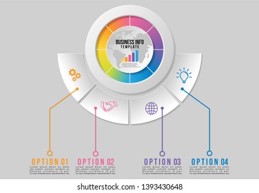Infographic Vector Design Template. Business Data Visualization Timeline with Marketing Icons most useful can be used for presentation, diagrams, annual reports, workflow layout with Options and Steps