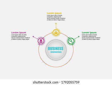 The infographic vector design template for circular diagram. Planning infographic design business infographic template with 3 options. Creative concept planning used for web banner, layout, workflows.
