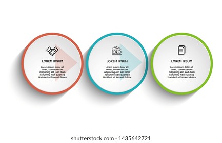 Infographic. Vector Infographic design template with icons and 3 numbers options or steps. Can be used for process diagram, presentations, workflow layout, banner, flow chart, info graph.