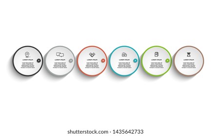 Infographic. Vector Infographic design template with icons and 6 numbers options or steps. Can be used for process diagram, presentations, workflow layout, banner, flow chart, info graph.