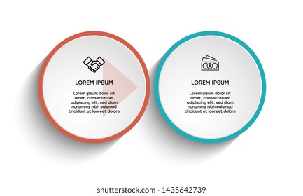 Infographic. Vector Infographic design template with icons and 2 numbers options or steps. Can be used for process diagram, presentations, workflow layout, banner, flow chart, info graph.