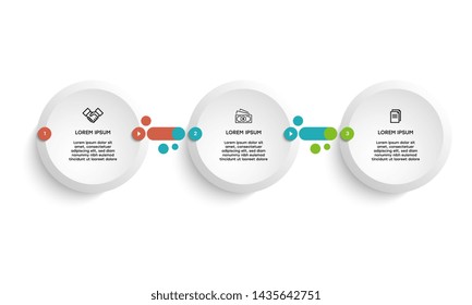 Infografik. Vector Infografische Design-Vorlage mit Symbolen und 3 Zahlenoptionen oder Schritten. Kann für Prozessdiagramm, Präsentationen, Workflow-Layout, Banner, Flussdiagramm, Infografik verwendet werden.