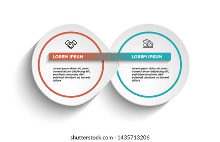 Infographic. Vector Infographic design template with icons and 2 numbers options or steps. Can be used for process diagram, presentations, workflow layout, banner, flow chart, info graph.