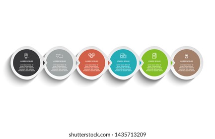 Infographic. Vector Infographic design template with icons and 6 numbers options or steps. Can be used for process diagram, presentations, workflow layout, banner, flow chart, info graph.