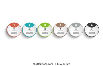 Infographic. Vector Infographic design template with icons and 6 numbers options or steps. Can be used for process diagram, presentations, workflow layout, banner, flow chart, info graph.