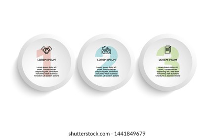 Infographic. Vector Infographic design template with icons and 3 numbers options or steps. Can be used for process diagram, presentations, workflow layout, banner, flow chart, info graph.